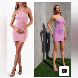 HELSI Sequined mini dress pink size M